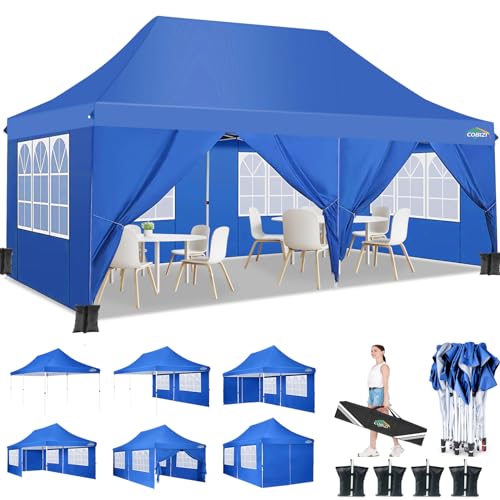 COBIZI Faltpavillon 3X6m Wasserdicht Stabil Pavillon 3x6m, Partyzelt Faltbar Anti-UV mit 6 Seitenwänden, Gartenpavillon für Hochzeiten, Freien, Garten von cobizi