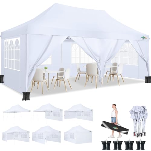 COBIZI Faltpavillon 3X6m Wasserdicht Stabil Pavillon 3x6m, Partyzelt Faltbar Anti-UV mit 6 Seitenwänden, Gartenpavillon für Hochzeiten, Freien von cobizi