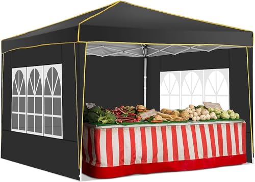 COBIZI Faltpavillon 3x3 Pavillon 3x3 Wasserdicht Stabil Winterfest Partyzelt mit 4 Seitenteilen, 100% Wasserdicht und UV 55+ Tragbares High-End Tragbarkeit Gartenpavillon, Schwarz von cobizi