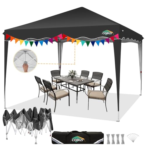 COBIZI Pavillon 3x3 Wasserdicht Stabil Klappbar 3x3m Mit Tragetasche, Schwarz von cobizi