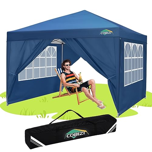 COBIZI Pavillon 3x3, Faltpavillon 3x3 Wasserdicht Stabil, |8X Heringe|4X Windseil|UV-Schutz 50+|Hoch Dichte Plane|Partyzelt Pavillon 3x3 Wasserdicht Stabil Winterfest Faltpavillon 3x3 Gartenpavillon von cobizi