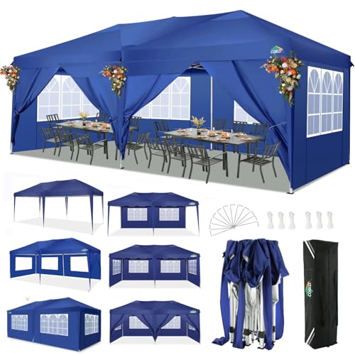 COBIZI Faltpavillon 3x6 Pavillon wasserdicht Winterfest, Pop Up Pavillon Klappbar 3x6 Zelt mit 6 Seitenwnden|3 Höhenverstellbar|UV-Schutz|Gardenpavillon Partyzelt 3x6 für Markt, Freien Event,Navy Blau von cobizi