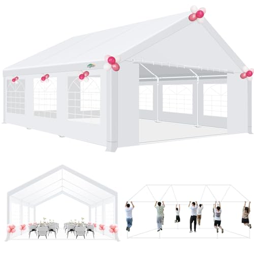 COBIZI Pavillon 6x6m, Partyzelt 6x6m Wasserdicht Stabil, mit PE-Plane inkl, Erdnägel und Seile, Metall Gartenzelt, UV-Schutz 50+ Luxus Hochzeitszelt Festzelt, Weißes Zelt COBIZI Pavillon 6x6m, Partyzelt 6x6m Wasserdicht Stabil, mit PE-Plane inkl, Erdnägel und Seile, Metall Gartenzelt, UV-Schutz 50+ Luxus Hochzeitszelt Festzelt, Weißes Zelt von COBIZI