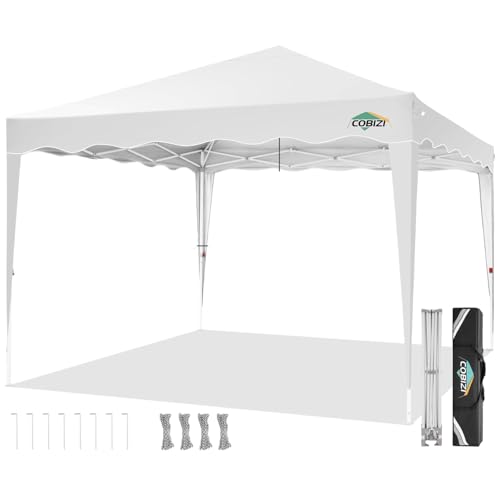 COBIZI Pavillon 3x3, Faltpavillon 3x3 Wasserdicht Stabil, 275 cm Partyzelt UV-Schutz 50+ Pavillion Klappbar 3x3m mit Wellenmuster für Camping Strand Familientreffen(Weiß) von cobizi