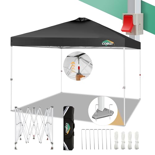 COBIZI Pavillon 3x3 Faltpavillon 3x3 wasserdicht stabil winterfest mit Pop-Up Klicksystem | UV-Schutz 50+ | Partyzelt Garten Zelt klappbar 3x3m mit Lüftungsöffnung inkl. Tasche & 8X Erdspieße, Schwarz von cobizi