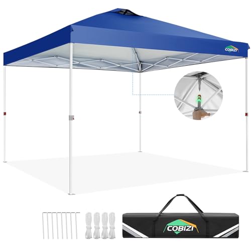 COBIZI Pavillon 3x3 Wasserdicht Stabil Faltpavillon Partyzelt Gartenpavillon mit Entlüftung Höhenverstellbar UV Schutz 50+ Zelt für Outdoor Aktivitäten/Party/Märkte/Camping, Dunkelblau von cobizi