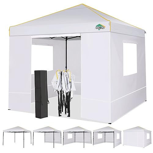 COBIZI Pavillon 3x3 Wasserdicht Stabil Winterfest, faltpavillon 3x3 mit 4 Seitenteilen, Mesh-Fenster gegen Insekten 99.9% wasserdicht tragbares High-End Tragbarkeit Gartenpavillon, Weiß von COBIZI