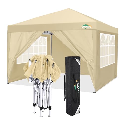 COBIZI Pavillon 3x3 Wasserdicht Stabil Winterfest Faltpavillon 3x3 mit 4 Seitenwnden Outdoor Pop-up Pavillon Klappbar 3x3m UV Schutz 50+ Garten Zelt Partyzelt Faltbar Partyzelt inkl. Tasche(Khaki) von cobizi