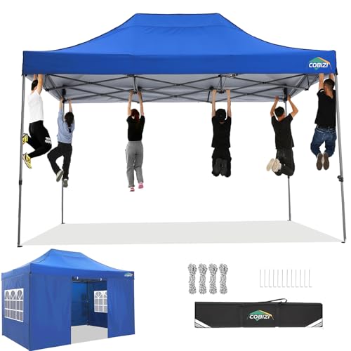 COBIZI Pavillon 3x4,5 wasserdicht stabil Winterfest 3.0, Pavillon 3x4,5 Faltpavillon 3x4,5 Partyzelt, Gartenpavillon UV Schutz mit 4 Seitenteilen Festival Partyzelt Sonnenschutz Pavillon, Hellblau von cobizi