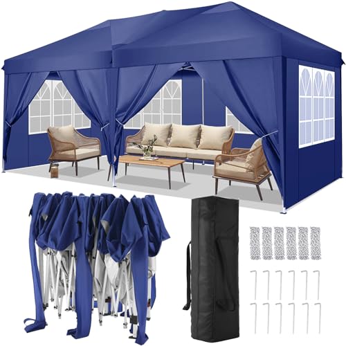 COBIZI Pavillon 3x6 Faltpavillon Wasserdicht Stabil Winterfest Faltbar Partyzelt mit 6 Seitenteilen Pop up Gartenpavillon UV Schutz 50+ Höhenverstellbar für Strand Hochzeit Camping, Navy Blau COBIZI Pavillon 3x6 Faltpavillon Wasserdicht Stabil Winterfest Faltbar Partyzelt mit 6 Seitenteilen Pop up Gartenpavillon UV Schutz 50+ Höhenverstellbar für Strand Hochzeit Camping, Navy Blau von COBIZI