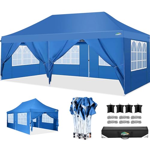 COBIZI Pavillon 3x6 Partyzelt wasserdicht stabil, Faltpavillon 3x6 mit 6 Seitenwänden, Upgrade-Hochdach und Tragetasche, Gartenpavillon für Party im Freien, Hochzeiten, Fest, UV 50+ von cobizi