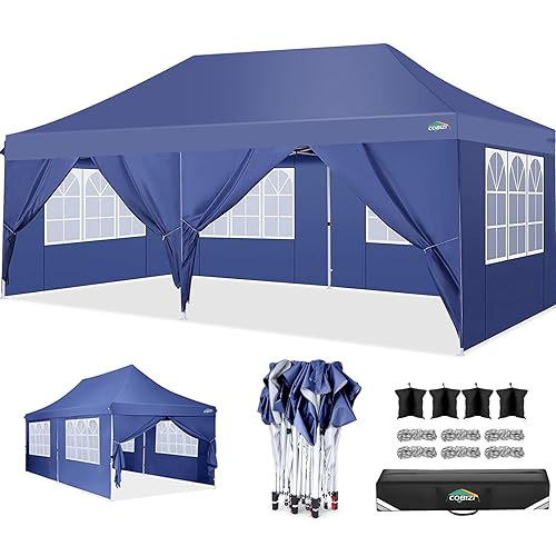 COBIZI Pavillon Partyzelt 3x6 wasserdicht stabil, Faltpavillon 3x6m mit 6 Seitenwänden, Upgrade-Hochdach und Tragetasche, Gartenpavillon für Party im Freien, Hochzeiten, Fest, UV 50+ von cobizi