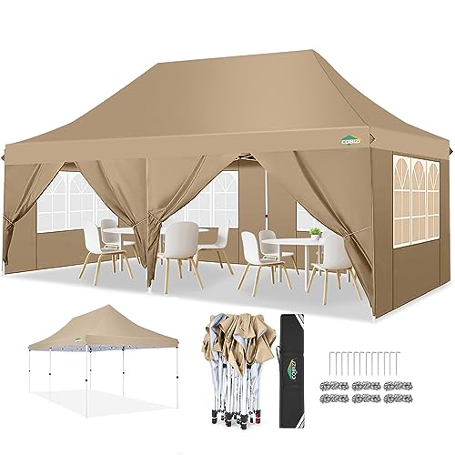 COBIZI Pavillon Partyzelt 3x6 wasserdicht stabil, Faltpavillon 3x6m mit 6 Seitenwänden, Upgrade-Hochdach und Tragetasche, Gartenpavillon für Party im Freien, Hochzeiten, Fest, UV 50+ von cobizi