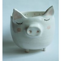 Aurelius Das Schwein - Süße Keramikschweinschale, Übertopf Made To Order von coceramicsstudio