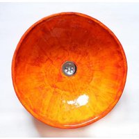 Handgefertigte Keramik Tischplatte Spülbecken in Feurigen Orange Handgefertigte Keramik Tischplatte Spülbecken in Feurigen Orange von coceramicsstudio