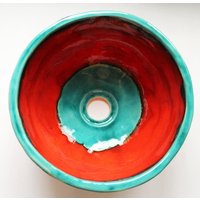 Handgefertigte Keramik Tischplatte Waschbecken Rot & Türkis Waschbecken von coceramicsstudio