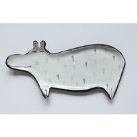 Handgefertigte Keramikplatte "Nilpferd' Ringschale, Seifenschale, Löffelablage | Made To Order von coceramicsstudio