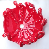 Handgefertigte Rote Krake Keramik Waschbecken - Made To Order von coceramicsstudio