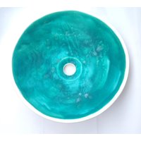 Handgefertigte Türkis Keramik Waschbecken Mattes Weißes Ton Waschbecken von coceramicsstudio