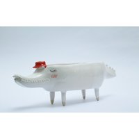 Krokodil Übertopf, Tiertopf, Tierschale - Sukkulenten Übertopf Made To Order von coceramicsstudio