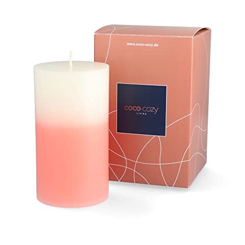 Stumpenkerze Ibiza, Duftkerze mit Farbverlauf/Ombre - weiß, rosa - Lange Brenndauer: ca. 102Std, hochwertige Design Deko Kerze von Generic