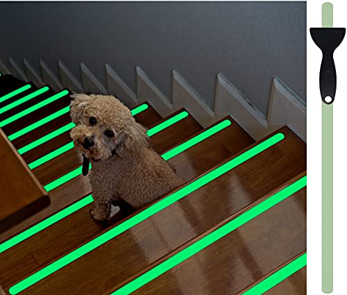 cocofy Fluoreszierende Anti Rutsch Streifen Leuchtend Aufkleber Treppe, nachleuchtendes Klebeband, XXL (90x3 cm), für Treppenstufen innen, Antirutsch Sticker - 18-Pack [2021 Markteinführung] von cocofy