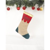 Personalisierte Sackleinen Strümpfe Curly Toe Jester Stocking Petrol Grün Rot Gold Weihnachtsdekor Monogramm Geschenk von cocomiahome