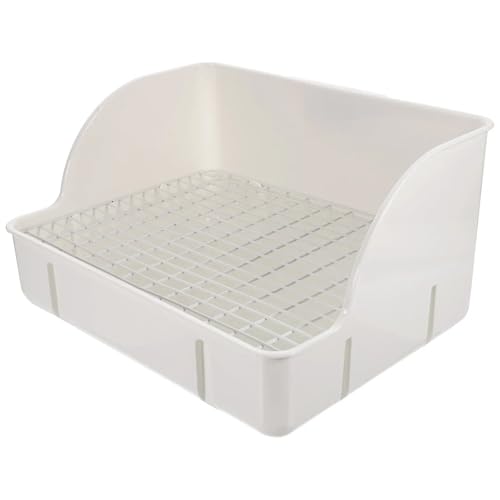 Kaninchentoilette mit 2-stöckigem Design, Käfigfixiertes Kunststoff-Töpfchen für Meerschweinchen/Hamster, herausnehmbares Tablett & Toilette mit niedrigem Eingang von cocoontail
