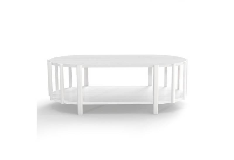 cocosity Couchtisch 119 cm langer ovaler Couchtisch mit Stauraum, moderner Stil, weiß, Hohe Belastbarkeit, Erstklassige Verarbeitung, Einfache Reinigung von cocosity