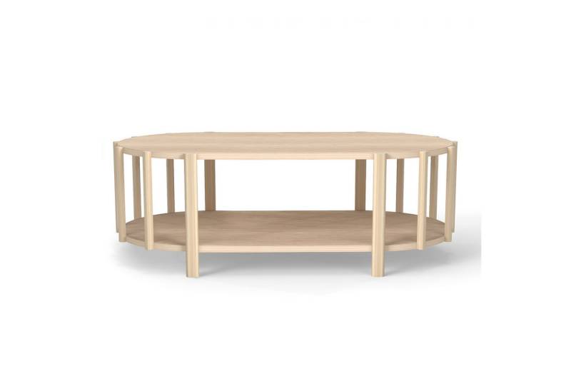 cocosity Couchtisch 119 cm langer ovaler Couchtisch mit Stauraum, moderner Stil, weiß, Hohe Belastbarkeit, Erstklassige Verarbeitung, Einfache Reinigung von cocosity