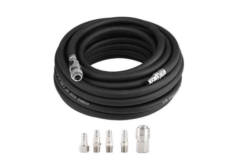 cocosity Druckluftgeräte-Set Druckluftschlauch erweiterbar mit Schnellkupplung, Maximaler Berstdruck 900 PSI, Gummi, Schwarz, 15 m von cocosity