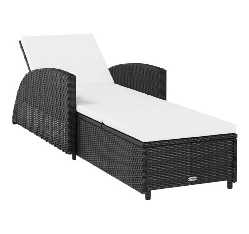 cocosity Gartensessel Chaiselongue mit cremeweißem Kissen, schwarzem Polyrattan, PE-Rattan, Stoff (100% Polyester), pulverbeschichteter Stahl von cocosity