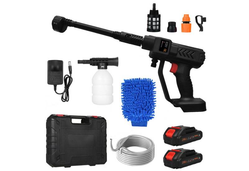 cocosity Hochdruckreiniger Tragbare Hochdruck-Autowaschpistole mit 6-in-1-Sprühkopf, Druck max: 35 bar, Fördermenge max: 600 l/h, Mehrere Sprühmodi, leistungsstark, 2 wiederaufladbare Batterien von cocosity