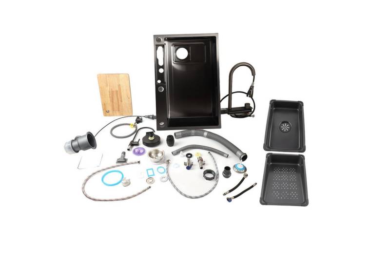 cocosity Küchenspüle Unterbauspülbecken-Set, 68x45 cm, verdickter Edelstahl, Digitalanzeige, Schneidebrett aus Edelstahl und Massivholz, Mehrere Wasserhahn-Designs, Mit Spülbecherbehälter, Korrosionsbeständig cocosity Küchenspüle Unterbauspülbecken-Set, 68x45 cm, verdickter Edelstahl, Digitalanzeige, Schneidebrett aus Edelstahl und Massivholz, Mehrere Wasserhahn-Designs, Mit Spülbecherbehälter, Korrosionsbeständig von cocosity