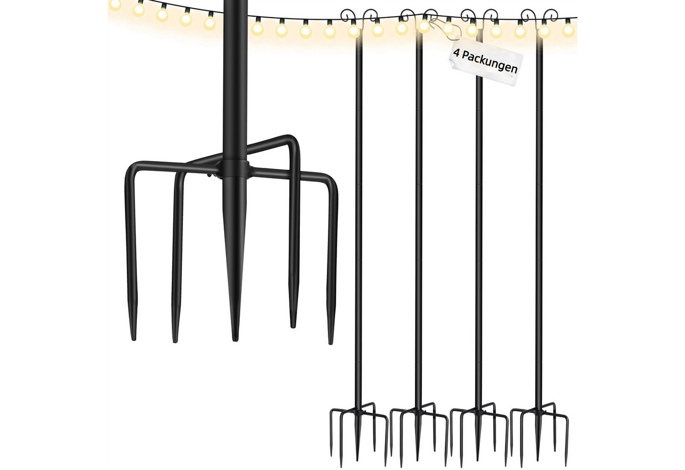 cocosity Lichterkette 4er-Pack 10 Fuß lange Außenlichtmasten für Garten, Hochzeit, Party, Wasserdichter Gartenlichtmast aus Metall, Hochleistungslichtmast cocosity Lichterkette 4er-Pack 10 Fuß lange Außenlichtmasten für Garten, Hochzeit, Party, Wasserdichter Gartenlichtmast aus Metall, Hochleistungslichtmast von cocosity