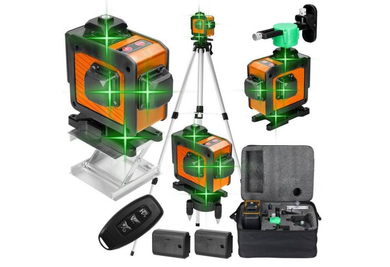 cocosity Linienlaser 16 Linien Laser Level 3° Selbstnivellierend mit verstellbarem Stativ, 16 Linien, 3° Selbstnivellierung, Höhenverstellbar, IP54, Nivellierung von cocosity