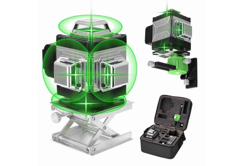 cocosity Linienlaser 16 Linien Laser Level 3° Selbstnivellierungsfunktion Wasserdicht, 16 Linien, 3° selbstnivellierend, vertikal, horizontal, schräg, IP54 von cocosity
