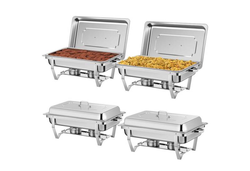 cocosity Stövchen 9-Liter-Chafing-Dish-Set, 4er-Set, hochwertiger Edelstahl, Rechteckig, zum Heizen und Kühlen von cocosity
