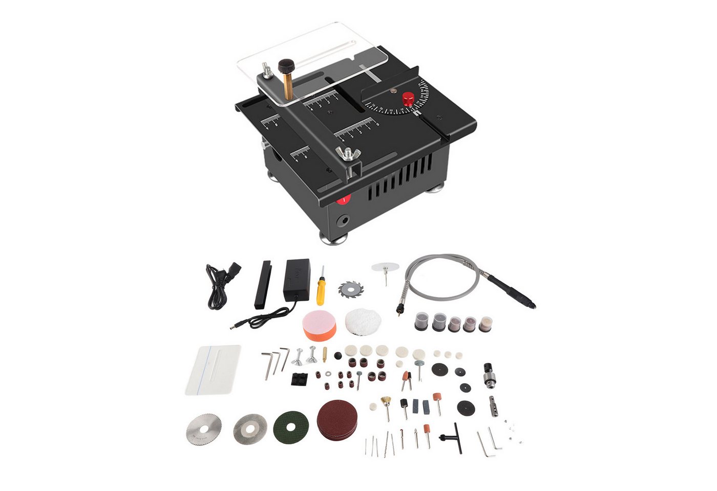 cocosity Tischkreissäge 110-240 V 100 W Multifunktions-Tischkreissäge für den Haushalt, 16 mm Schnitttiefe, bis zu 6000 U/min, 7 Geschwindigkeitseinstellungen von cocosity