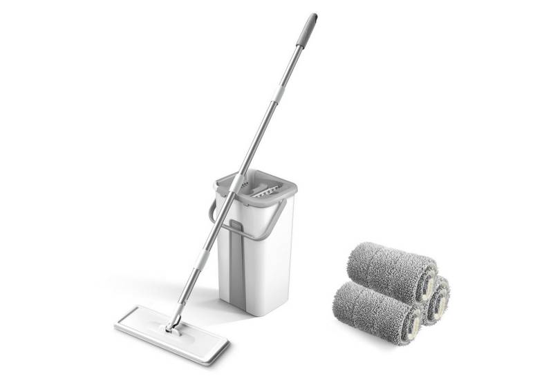 cocosity Wischmopp Bodenreinigungs-Mikrofaser-Mopp mit Eimer, 3er-Set, Freihändiges Waschen, nass und trocken, 360 Grad drehbar von cocosity