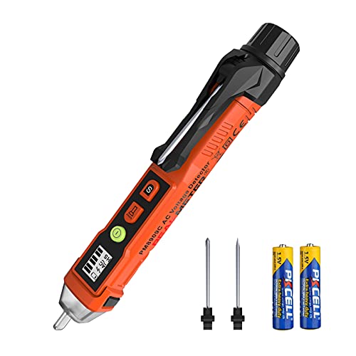 Berührungsloser Spannungsprüfer,Wechselspannungsprüfstift mit Schraubendrehern, Dual Range 12V-1000V/48V-1000V, einstellbare Empfindlichkeit, LED-Taschenlampe, Alarmmodus, Live-/Null-Wire-Beurteilung von coczow