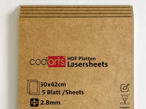 codiarts HDF Platten 30x42cm 2.8mm | Hochdichte Holzfaserplatte | Perfekt für Laserschneiden & Basteln | Hohe Stabilität | Glatte Oberfläche | Umweltfreundlich (5) von codiarts.