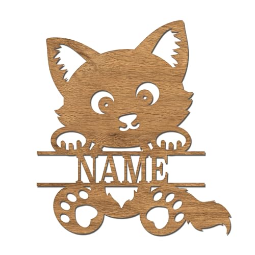 codiarts. Namensschild, Wandbild, Kinderzimmer, Kindertür, personalisierbar mit Namen, selbstklebend (Katze) von codiarts.