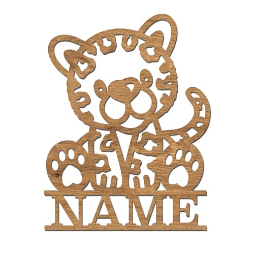 codiarts. Namensschild | Wandbild | Kinderzimmer | Kindertür | personalisierbar mit Namen | selbstklebend (Leopard) von codiarts.