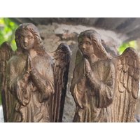 Antik Vintage Engel Regule Goldfarbene Brocante Patina Ein Pärchen Betende Kleine Grabengel Schutzengel Altarengel Metall Boudoir Bohemian von coerdefleur