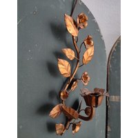 Antik Florentiner Rosen Wandleuchter Kerzenleuchter Kandelaber Rosenblüte Boudoir Bohemian Vintage Gold French Shabby Brocante Kerzenhalter von coerdefleur