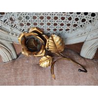 Florentiner Rosenhaken Goldfarben Wandhaken Grosse Rosenblüte Vintage Brocante Patina Boudoir Bohemian French Shabby Chic Made in Italy Jdl von coerdefleur