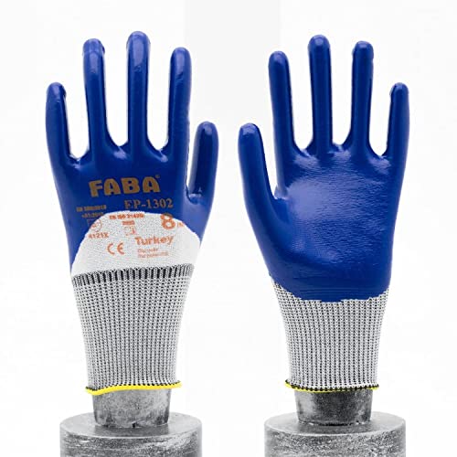 cofi1453 Faba EP-1302 Nitrilbeschichtete Handschuhe 3/4 Beschichtung Poleyester Strickhandschuhe Arbeitshandschuhe Sicherheits-Handschuhe EN388 10/XL 12 Paar von cofi1453