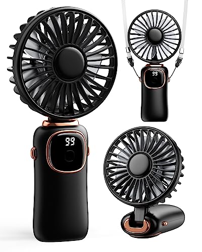 coldSky Tragbarer Handventilator, 4000 mAh, batteriebetrieben, 3-in-1-Multifunktions-Reise-Ventilator mit digitaler Anzeige, 90° faltbarer Schreibtischventilator mit Basis, 5 Geschwindigkeiten, coldSky Tragbarer Handventilator, 4000 mAh, batteriebetrieben, 3-in-1-Multifunktions-Reise-Ventilator mit digitaler Anzeige, 90° faltbarer Schreibtischventilator mit Basis, 5 Geschwindigkeiten, von coldSky