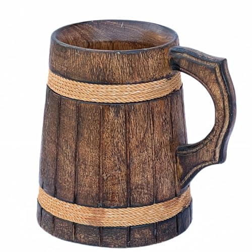 Antiker rustikaler Holz-Bierkrug aus mittelalterlichem Souvenir, Holzkrug, Trauzeugen von collectiblesBuy